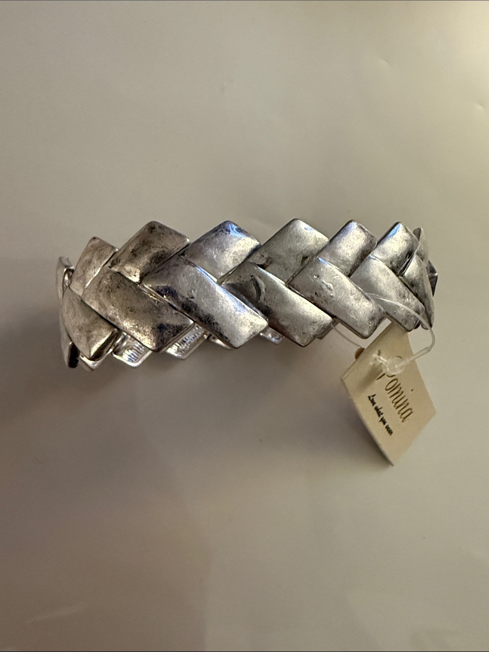 Woven Silver-Tone Cuff Bracelet by Pomina - Stretchy